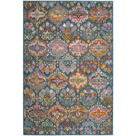 Flowers First 5 x 7 ft. Madison Bohemian Rectangle Power Loomed Rug Blue & Orange FL1866208